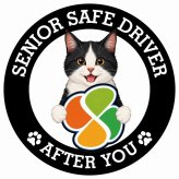 カーサイン 高齢者マーク SENIOR SAFE DRIVER 黒白（ハチワレ） ステッカー シール 直径13cm 肉球 日本製 車