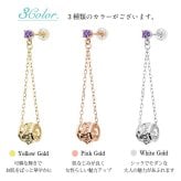 ハワイアンジュエリー ピアス 2月の誕生石 アメシスト 透かしバレル チェーン カラーストーン プルメリア ハイビスカス 揺れる 片耳(1個)購入可 K14イエロー ピンク ホワイト 選べる BY THE SEA バイザシー プレゼント ハロウィン 【品番：GE302-2】