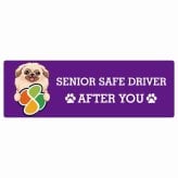 カーサイン 高齢者マーク SENIOR SAFE DRIVER ペキニーズ ステッカー シール 長方形 15x5cm 肉球 日本製 車