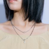 ネックレス 二重 チェーン パールチャーム ブラス ペアアクセ ユニセックス お揃い