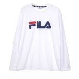  FILA フィラ Tシャツ メンズ 長袖 クルーネック 丸首 カットソー ロンT ブランド ロゴ プリント 無地 シンプル 綿混 おしゃれ  ゆったり 大きいサイズ  M L LL 3L 黒 白 紺 中学生 高校生 karlas
