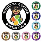 カーサイン 高齢者マーク SENIOR SAFE DRIVER ロットワイラー ステッカー シール 直径13cm 肉球 日本製 車