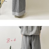 【NARU ナル】コットン ヒッコリー ノッポ バギー パンツ(674800)レディース 春 夏 ゆったり フレア ストライプ 体型カバー デニム ワイド ナチュラル 服 新作 シンプル おしゃれ コーディネート 人気 60代 50代 40代 30代