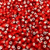 ビーズ 約5mm 10粒 ホワイトハーツ ダークレッド(濃赤色) 鹿革紐 約2mm×1000mm セット 手作りキット パーツ ハンドメイド チェコ産 parts70set