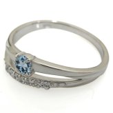 10金 指輪 誕生石 シンプルリング アクアマリンサンタマリアリング 2連
