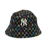 エムエルビーコリア MLB Korea バケットハット 帽子 ニューヨーク ヤンキース モノグラム レインボー ドーム 32CPH4111 50L メンズ レディース ユニセックス ブラック+レインボー 海外正規品