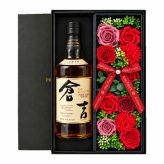 倉吉 700ml ウイスキー お酒 酒 43度 セット ピュアモルト ギフト プレゼント ソープフラワー フラワーボックス 花 お花 定年退職 還暦祝い 退職祝い 男性 女性 お祝い 古希 喜寿 傘寿 米寿 卒寿 白寿 百寿
