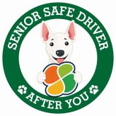 カーサイン 高齢者マーク SENIOR SAFE DRIVER ミニチュアブルテリア ステッカー シール 直径13cm 肉球 日本製 車