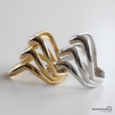 ステンレス ニュアンスリング ごつめ 不規則 3連 メタルリング オープンリング ワイドリング ゴールド シルバー 指輪 太め 大きめ 存在感 お洒落 幾何学 個性的 プチプラ レディース 女性 金属アレルギー対応