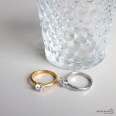 ステンレス 一粒リング 爪留め 2カラー レディース 指輪 マリッジリング ウェディングリング 結婚指輪 婚約指輪 ストーンリング ソリティア シンプル 上品 きれいめ 華奢 ブライダル セレモニー ジュエリー アクセサリー