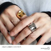 ステンレス ニュアンスリング ごつめ ワイドリング 逆反り ゴールド シルバー 指輪 重厚感 太め 大きめ 存在感 メタル お洒落 湾曲 カーブ 鏡面 プチプラ レディース 女性 金属アレルギー対応