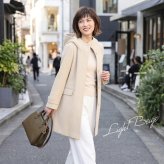 フード付き コート ウール カシミヤ混 レディース ブランド 比翼仕立て 秋 冬 大人 ウールコート シンプル アウター フード付きコート ベージュ グレー ブラック フラップ ポケット ギフト プレゼント 6F (08000176r)
