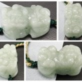 天然ヒスイ本翡翠如意ヒキュウ木綿紐天然石ブレスレット単品オス