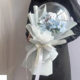 【new】 バルーンフラワー 【 ブーケタイプ / ピーチ 】 名入れギフト 枯れないお花 造花の アートフラワー 花とぬいぐるみ メッセージ入り バルーン フラワーギフト 誕生日 記念日 出産祝い 結婚祝い 結婚式 電報 歓送迎 発表会 くま ぬいぐるみ テディベア 母 父 彼女 彼氏 プレゼント 記念品