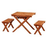 杉材BBQテーブル&ベンチセット ミニ コンロスペース付 オレンジ 1色展開 ガーデンテーブル 屋外 庭 ベランダ テラス アウトドア おしゃれ シンプル 新生活 家具 インテリア 不二貿易