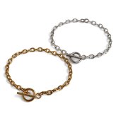 ステンレス マンテル チェーンブレスレット あずき 細身 2カラー 2サイズ レディース シンプル 華奢 上品 大人 きれいめ カジュアル ミニマル 重ね付け 手元 アクセサリー 丸型 留め具 デイリー オフィス 金属アレルギー対応