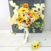 ひまわりのクラッチブーケ ウェディングブーケ 結婚式 前撮り アーティフィシャルフラワー 造花 インテリア 431