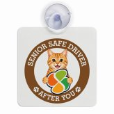 カーサイン 高齢者マーク SENIOR SAFE DRIVER 茶トラ 車内用 吸盤タイプ 収れん火災防止タイプ 肉球 日本製 車 ステッカー