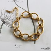 ステンレス 大ぶり オーバル チェーンブレスレット ゴールドブレスレット メタル 18KGP 楕円 存在感 透かし 軽やか 華やか 可愛い レディース 女性 金属アレルギー対応