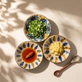 染付4寸マカイ お茶碗 360ml 壺屋焼｜仁王窯 やちむん 沖縄｜ライスボウル 飯碗 ご飯茶碗｜唐草 十草｜夫婦茶碗 ちゃわん ペア｜おしゃれ かわいい｜北欧 韓国 台湾風 カフェ風｜ギフト 新生活 プレゼント｜モダン ナチュラル