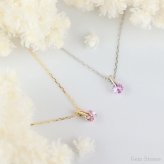  ピンクサファイア プチ ネックレス  プラチナ 18金 一粒 一石 シンプル ペンダント レディース プチネックレス 華奢 デザイン K18 Pt900 誕生石 サファイア ピンク 記念日 彼女 プレゼント ギフト