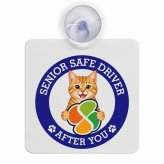 カーサイン 高齢者マーク SENIOR SAFE DRIVER 茶トラ 車内用 吸盤タイプ 収れん火災防止タイプ 肉球 日本製 車 ステッカー