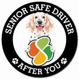 カーサイン 高齢者マーク SENIOR SAFE DRIVER イングリッシュセター マグネット 強力 直径13cm 肉球 日本製 車 ステッカー