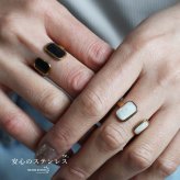 ステンレス ダブルスクエアオープンリング 18KGP 指輪 レディース メンズ ブラック ホワイト オープンリング スクエア モノトーン ゴールド デザインリング シンプル モード カジュアル