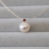 ［pearl597］ 8mm - 8.5mm ホワイトピンク ペンダント ネックレス 1月 誕生石 ガーネット あこや真珠