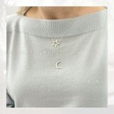 英国製 ハンドメイド 星と月 シルバーネックレス レディース ラリエット スターリングシルバー 上品 誕生日 記念日 ギフト