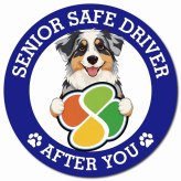 カーサイン 高齢者マーク SENIOR SAFE DRIVER オーストラリアンシェパード マグネット 強力 直径13cm 肉球 日本製 車 ステッカー