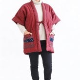 はんてん レディース どてら 日本製 綿入り 久留米 やっこ 12100-KU 01 保温 久留米 袖無し 半天 袢纏  丹前 冬 暖かい 部屋着 誕生日 ギフト 冬 ちゃんちゃんこ どんぶく 誕生日 ルームウエア 防寒着 冬 クリスマス ギフト 贈答