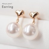 ［pearl148］7.5mm - 8mm ハート ピアス あこや真珠 ホワイトピンク 天草 熊本 日本産
