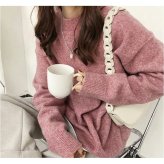 ニット レディース 通販 ニットトップス セーター プルオーバー 長袖 チュニック ロング丈 レディースニット あったかい 暖かい ナチュラル シンプル きれいめ ゆったり お出かけ デイリー 通勤 通学 おしゃれ かわいい 秋 冬