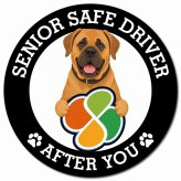 カーサイン 高齢者マーク SENIOR SAFE DRIVER 土佐犬 マグネット 強力 直径13cm 肉球 日本製 車 ステッカー