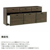 国産 3列サイドボード W1600 D400 H650 家具 書庫 収納家具 木製家具 オフィス家具 書斎 社長室 役員室 大川家具 日本製 無垢材 化粧板 鍵付き 仕切り板付き 3列 ダブルサスペンションレール 幅 160cm 奥行 新生活