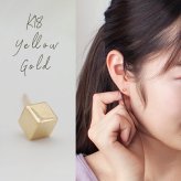 キューブ型ピアス レディース メンズ K18YG 18金イエローゴールド 3mm 【全品1個ずつバラ売り】ピアス 日本製 ダブルロック式シリコンキャッチ 地金 立方体 四角 正方形 プレゼント