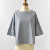 【NARU ナル】コットン デラヴェジャージー ワイド シャツ / カットソー (654202)レディース 秋 冬 7分袖 七分袖 5分袖 無地 ボートネック ゆったり 体型カバー シンプル ナチュラル カジュアル きれいめ 黒 日本製 60代 50代 40代