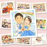 結婚式の記念に、写真とは違う、ぬくもりのある記念品です。ラッピング対応で、贈り物として渡しやすい似顔絵です。 プレゼント 似顔絵 結婚祝い 贈り物 ギフト 名入れ 手描き 結婚式 記念 ブライダル 婚礼 ウェディング カップル 新婦 両親 新郎 名入れ 下書き確認 修正無料 かわいい 喜ばれる そっくり 親孝行 結婚式 一生もの 思い出 ウェディング 白寿祝い 記念日 傘寿祝い オリジナル
