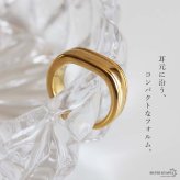 ステンレス シンプルイヤーカフ 18KGP レディース ピアス ダブルライン イヤーアクセサリー ゴールドカラー 上品 ミニマル 大人 女性 耳元 重ね付け風 ノンホール 日常使い きれいめ カジュアル ジュエリー 片耳用 1点