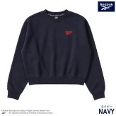 Reebok リーボック トレーナー レディース RL-6500 スウェット クロップド ショート丈 長袖 クルーネック 裏起毛 暖かい ロゴ 刺繍 防寒 スタイルアップ スポーツ カジュアル ファッション トレーニング 黒 M L LL 2026FW Karlas