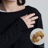 ステンレス ローレルリング 2カラー リーフリング 18KGP ゴールド gold シルバー ローリエ オープンリング フリーサイズ レディース 女性 指輪 金属アレルギー対応