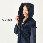 OLIVIERI/オリヴィエリ シェアード ムートン ロング コート ダブルフェイス フード付き イタリア製/レディース 毛皮 ファー ロングコート アウター 秋 冬 ギフト プレゼント 7F (01000692r)