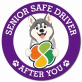 カーサイン 高齢者マーク SENIOR SAFE DRIVER シベリアンハスキー マグネット 強力 直径13cm 肉球 日本製 車 ステッカー
