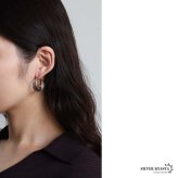 ステンレス 大ぶりピアス 3連ピアス ツイストピアス フープピアス シルバー プチプラ 大きめ 存在感 メタル ワイド 両耳2点 レディース 女性 金属アレルギー対応 イヤリング