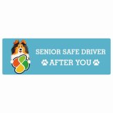 カーサイン 高齢者マーク SENIOR SAFE DRIVER シェットランドシープドッグ ステッカー シール 長方形 20x6.7cm 肉球 日本製 車