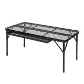 テーブル 折りたたみメッシュ 幅90 単品販売 STF-CMT90 ガーデン キャンプ アウトドア コンパクト 高さ調整 折りたたみ 軽量 サイドトレイ 拡張 天板 メッシュ アルミ バーベキュー