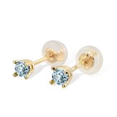 ハワイアンジュエリー ピアス 3月の誕生石 アクアマリン スタッドピアス イエロー ピンク ホワイト 選べる カラーストーン 片耳(1個)購入可 K14ゴールド 14K パーツ シリコンキャッチ BY THE SEA 20G ゲージ バイザシー プレゼント ハロウィン 【品番：GE107-3】