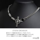 ステンレス マンテルネックレス 大きめ デザインネックレス メンズネックレス シルバー 喜平チェーン ブラックストーン アシンメトリー カスタム お洒落 原宿 韓流 男性 金属アレルギー対応