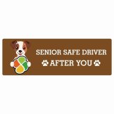 カーサイン 高齢者マーク SENIOR SAFE DRIVER ジャックラッセルテリア ステッカー シール 長方形 15x5cm 肉球 日本製 車
